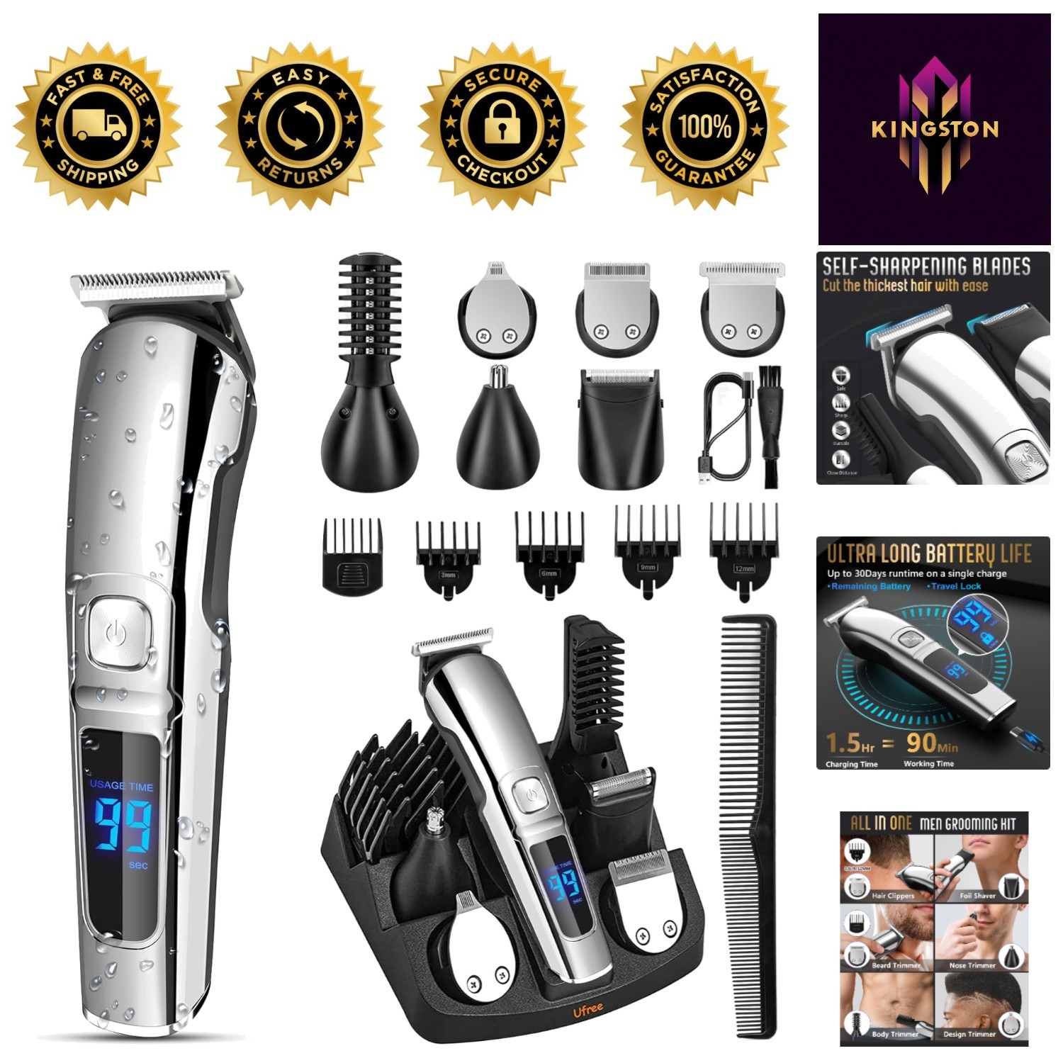 Ultimate Waterproof Electric Razor & Grooming Kit for Facial