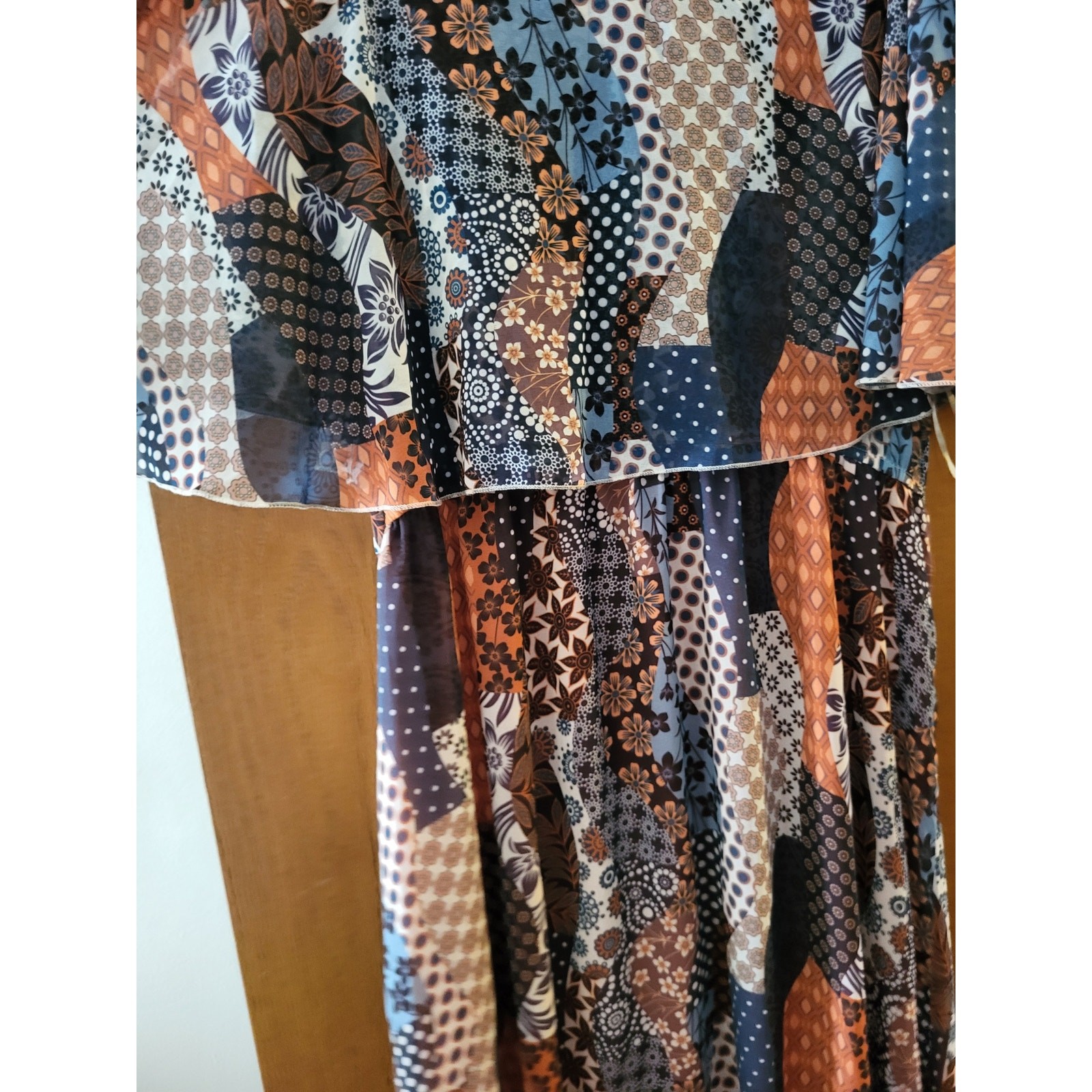 Vertice Patchwork Pattern Fall Off The Shoulder F… - image 2