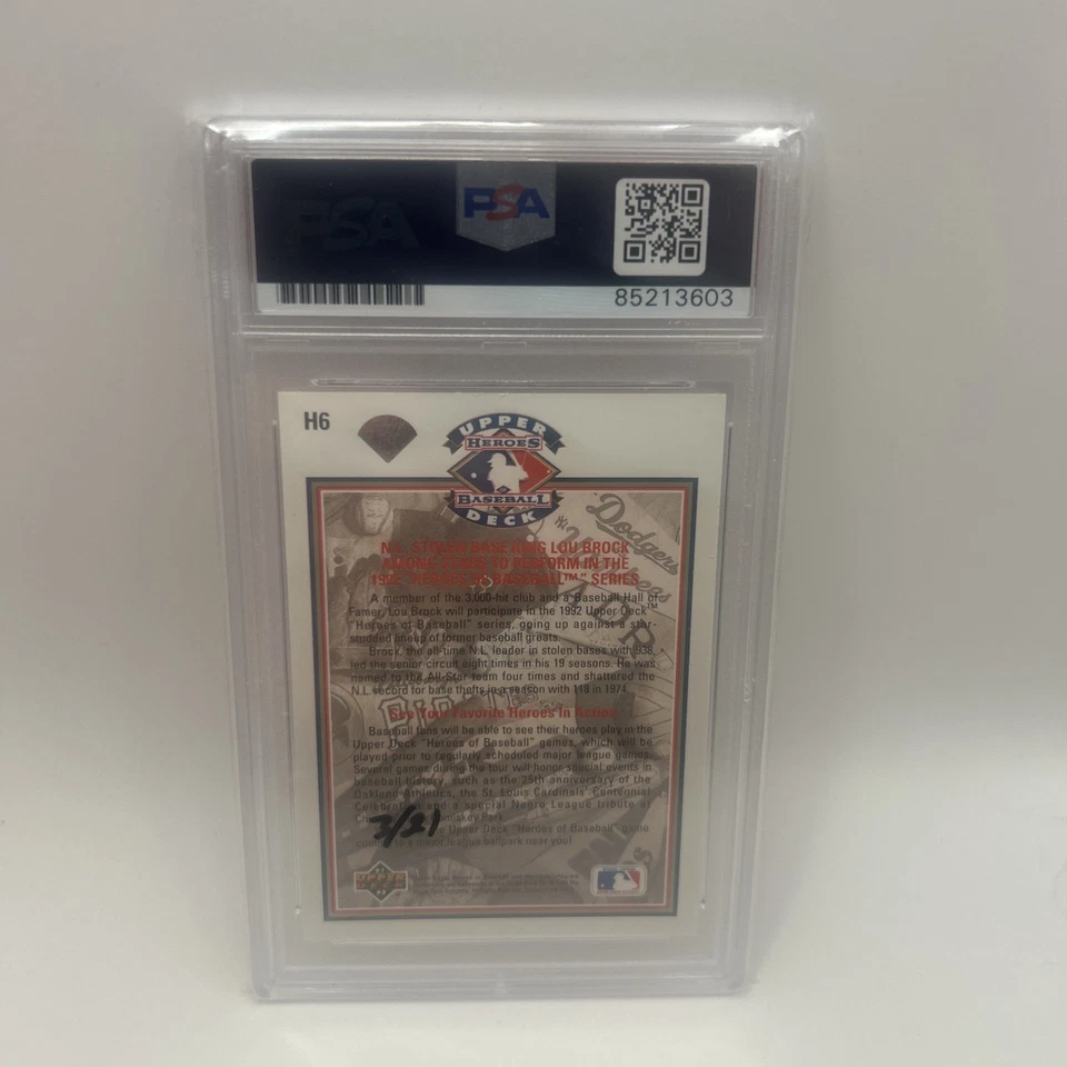 1992 Upper Deck Heroes of Baseball: #H6 Lou Brock Auto PSA AUTHENTIC AUTO Foto 2 de 2