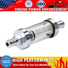 10mm 3/8'' Universal Chrome Glass Fuel Filter Car Petrol Diesel Inline Reusable