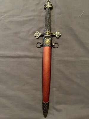 15'' Free Mason Sword Dagger Sheath Square Compass Masonic Blue Lodge NEW!