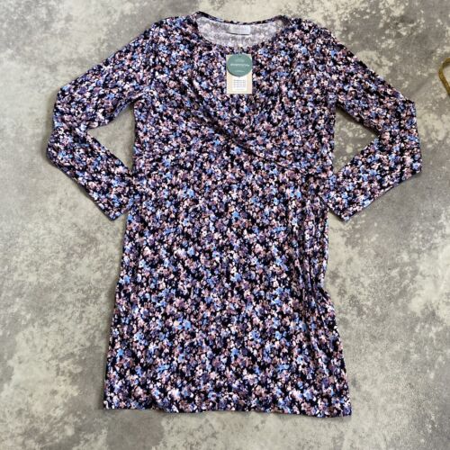 Mamalicious Dress Women Size XL Two Function Floral Print Long Sleeve Short
