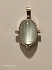 Made In USA 55ct. Cats Eye Aquamarine & Diamond Pendant 13K Gold — photo 1