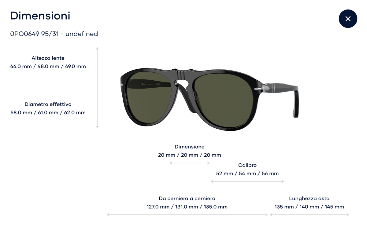 Lunettes De Soleil Persol PO649S - Monture Noire Acétate - Verres Cristal Vert - Taille 56 - Neuf Avec étiquettes