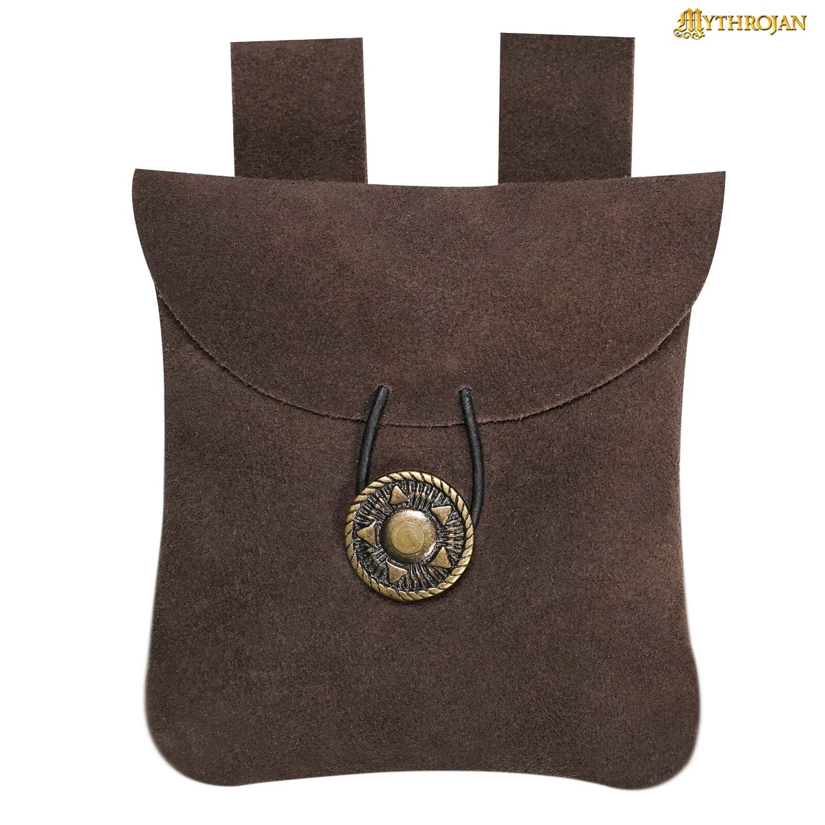 Bolsa Pequeña De Cuero Con Cordón - Marrón Cazador - Diámetro 9 Cm - Para Monedas, Joyas O Medicamentos