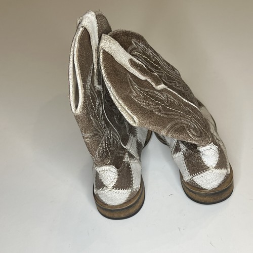 Roper Brand Kids Size 9 Brown Leather Checkers Western Cowboy Boots - Picture 4 of 12
