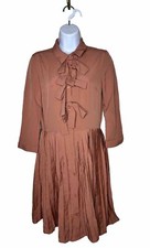 ASOS Villa Dress with Pleated Shirt & Bow Detail Salmon Sz S NEW NWT Vtg Look