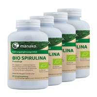Manako Bio Spirulina Algen Tabs/Presslinge, 4 X 250 G Dose