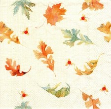  2 Two Paper Lunch Napkins for Decoupage/Mixed Media - Watercolor Fall Leaves