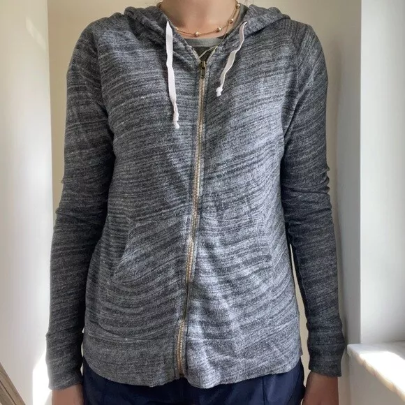 Brandy Melville Heathered Gray Zip-Up Hoodie One Size