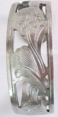 Bracciale Kirk Stieff Papaveri Peltro Ritagliato Inciso Firmato - Foto 2 di 10