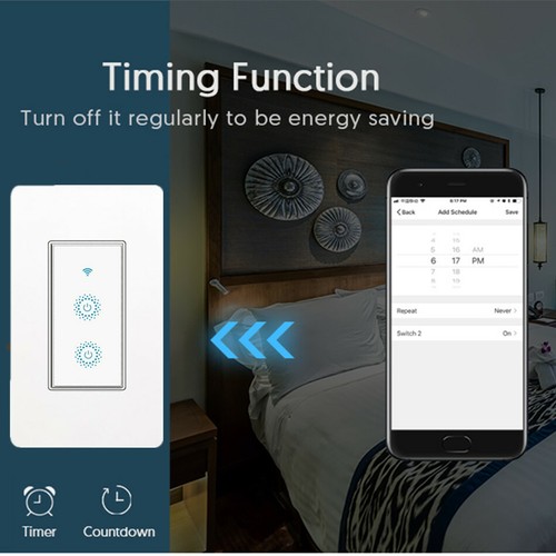Interruptor de doble luz inteligente Wi-Fi funciona con la aplicación Alexa Google Home Smart Life - Imagen 6 de 59