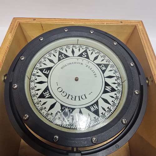 Maritime Compass Dirigo Vintage Compass Rare w/wood box Seattle Washington USA - 第 2/21 張圖片