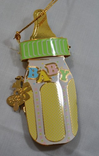 NEW Baldwin ChemArt Baby Bottle 2010 Collectible Christmas Tree Ornament 24K - Picture 4 of 6