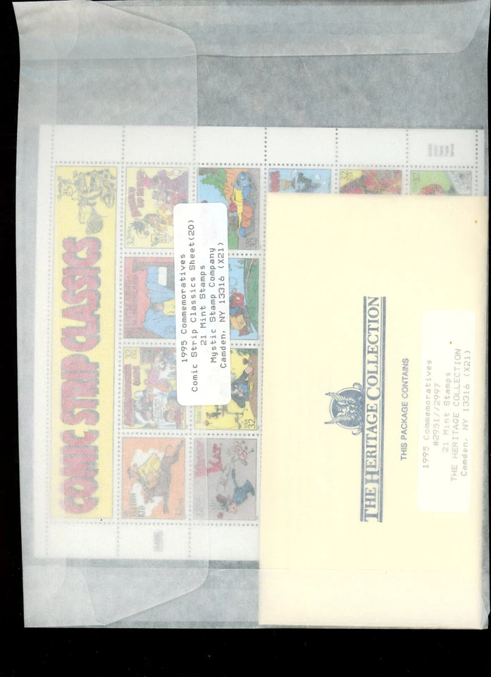 Mystic Stamps 1995 COMIC STRIP CLASSICS 20 STAMPS SHEET + 21 Mint 1995 stamps - Image 2 of 2