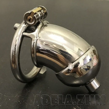 New Stainless Steel Male Chastity Device Long Cage Men Metal Lock Belt with Tube