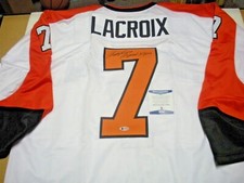 ANDRE LACROIX PHILADELPHIA FLYERS LEGEND RARE BECKETT/COA SIGNED JERSEY