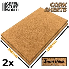 Cork Sheet in 3mm x2 Wargame bases, Model Trains, Craft Projects