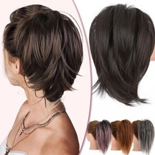 Messy Bun Scrunchie Hair Ponytail Claw Clip Updo Extensions as Human Thick Ombre