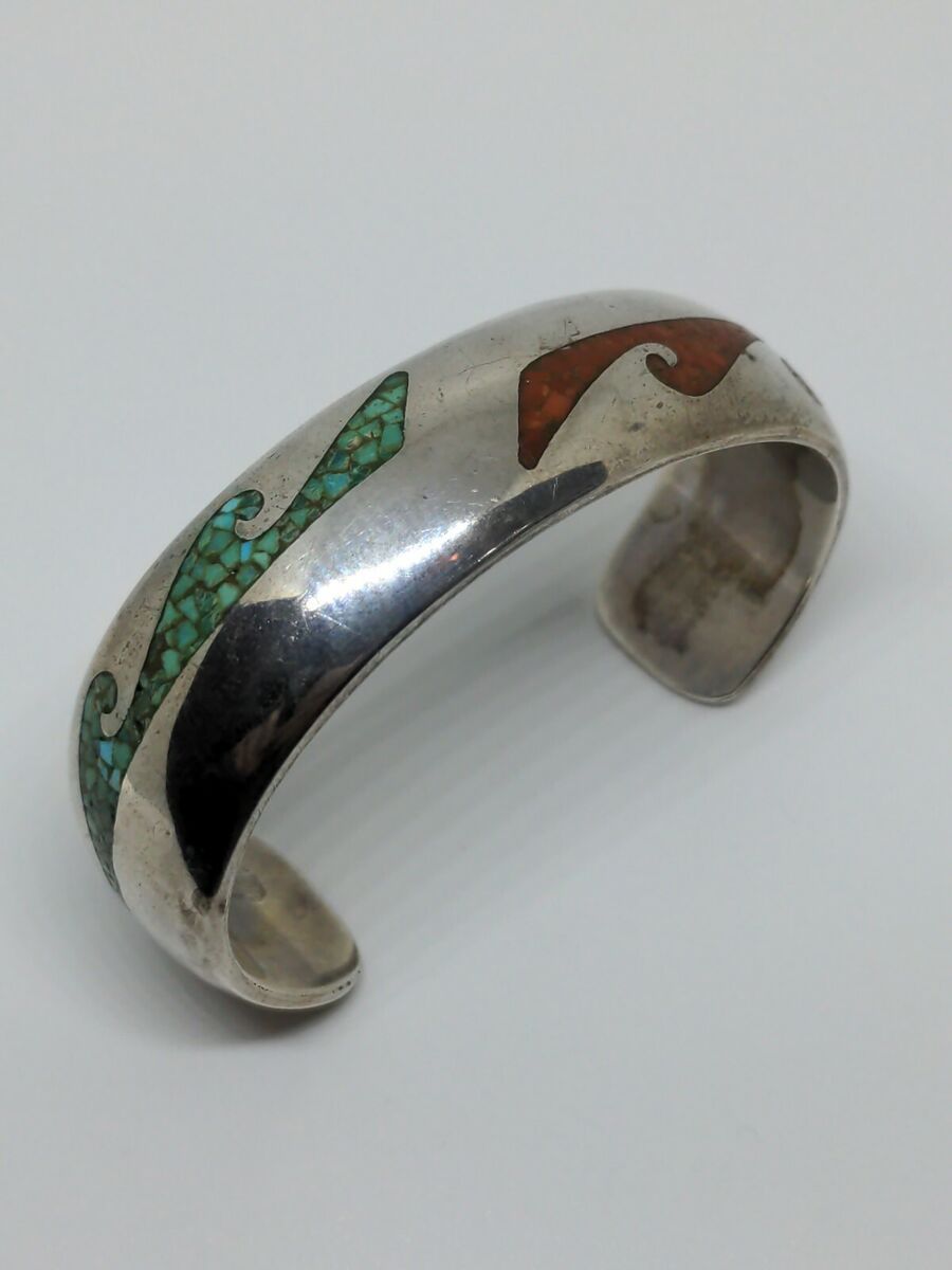 6.5 Vintage 14k Gold Inlay Native American Navajo Coral Ring 6.5 Vintage 14k Gold Inlay Native American Navajo Coral Ring