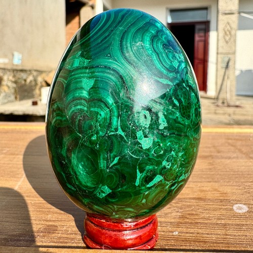 550G Top quarzo malachite naturale intagliato a mano uovo cristallo decorazione Reiki - - Foto 9 di 11