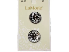 Black Shell Buttons x 2 Pieces La Mode Brand 2-Hole "Ocean Pearl" 3/4" B38
