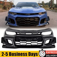 For 2016-2018 Chevrolet Camaro ZL1 Style Front Bumper Cover Grille Kit Black