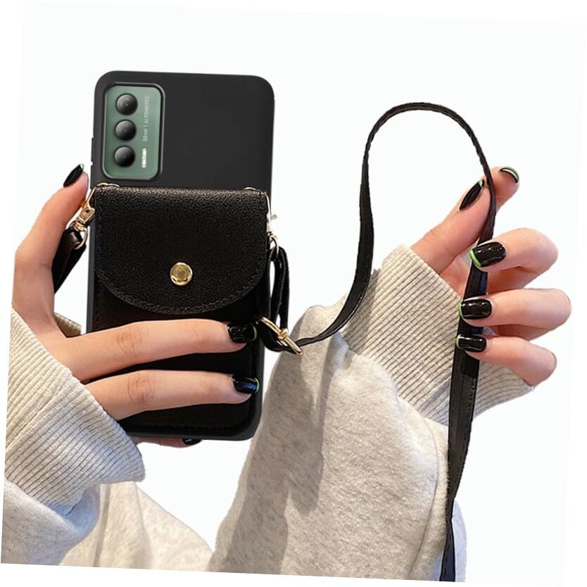 Adjustable Crossbody Strap Purse Case for Cricket Outlast, Cricket Black