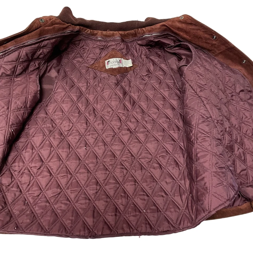 De Colección 70 80’s Lane Bryant ÓXIDO Marrón Gamuza Forrado Pesado MOD Abrigo Cuero Jac Foto 4 de 4