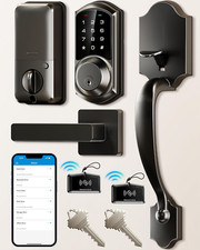 Smart Keyless Front Door Lock Set with App Control Touchscreen - Matte Black