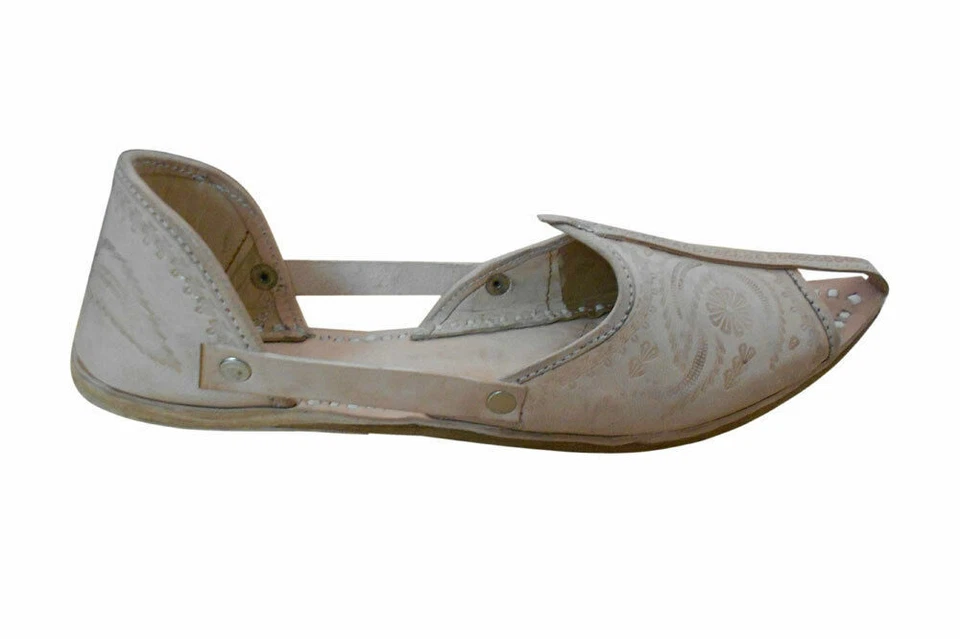 Hombres Sandalias Zapatos Cuero Mojaries Indio Hecho a Mano Chanclas Mocasines Planos EE. UU. 8 Foto 4 de 4