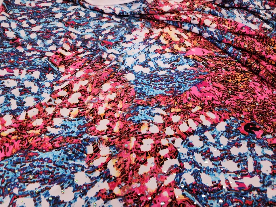 Блестящая трикотажная ткань поп круги джерси серебряные точки богемное блестящее в ярдах - Изображение 2 из 4