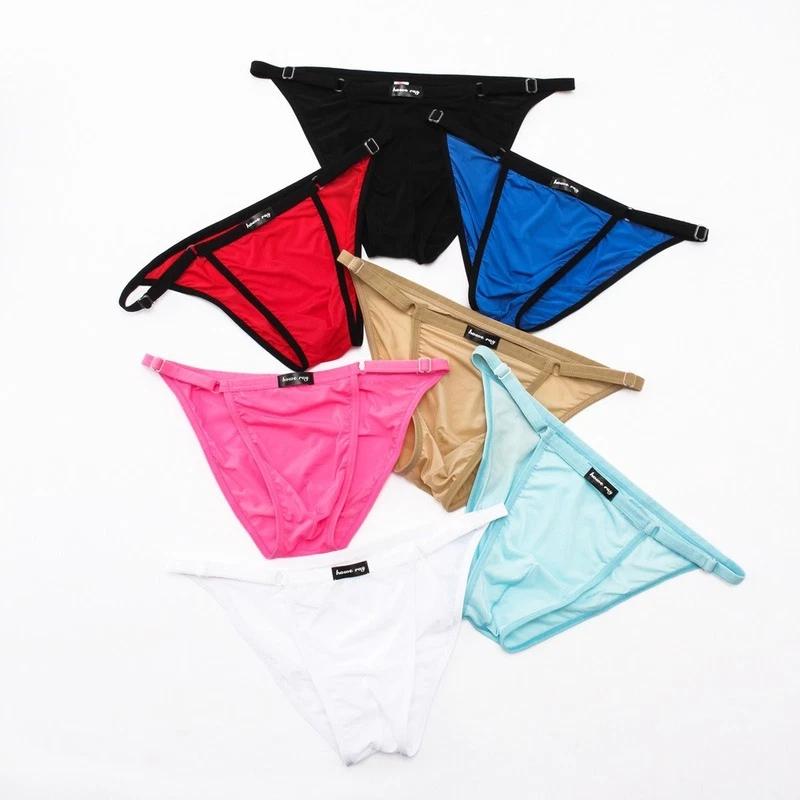 Мужское нижнее белье сексуальный лед шелк трусы комфорт мужской регулируемый тонкий трусики - Изображение 4 из 4