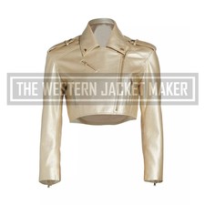 Gold Leather Jacket For Women, Cropped Motorcycle Jackets Womens, Get 30% Off