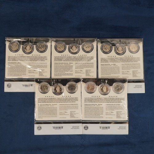 Lot of 5 America the Beautiful 3-Coin Quarter Sets 2011- Free Shipping USA - Picture 2 of 3