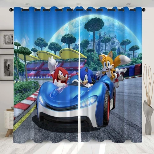 Kinder Sonic The Hedgehog 3D Dicke Verdunkelungsvorhänge Thermo Ring Top Ösen Geschenk - Bild 18 von 30
