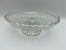 Vintage Pressglas Standfu&szlig; Kuchenst&auml;nder / S&uuml;&szlig;warenschale 20 cm