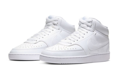 Nike Court Vision Damen Turnschuhe Damen Nike Leder Hi Top Turnschuhe All White