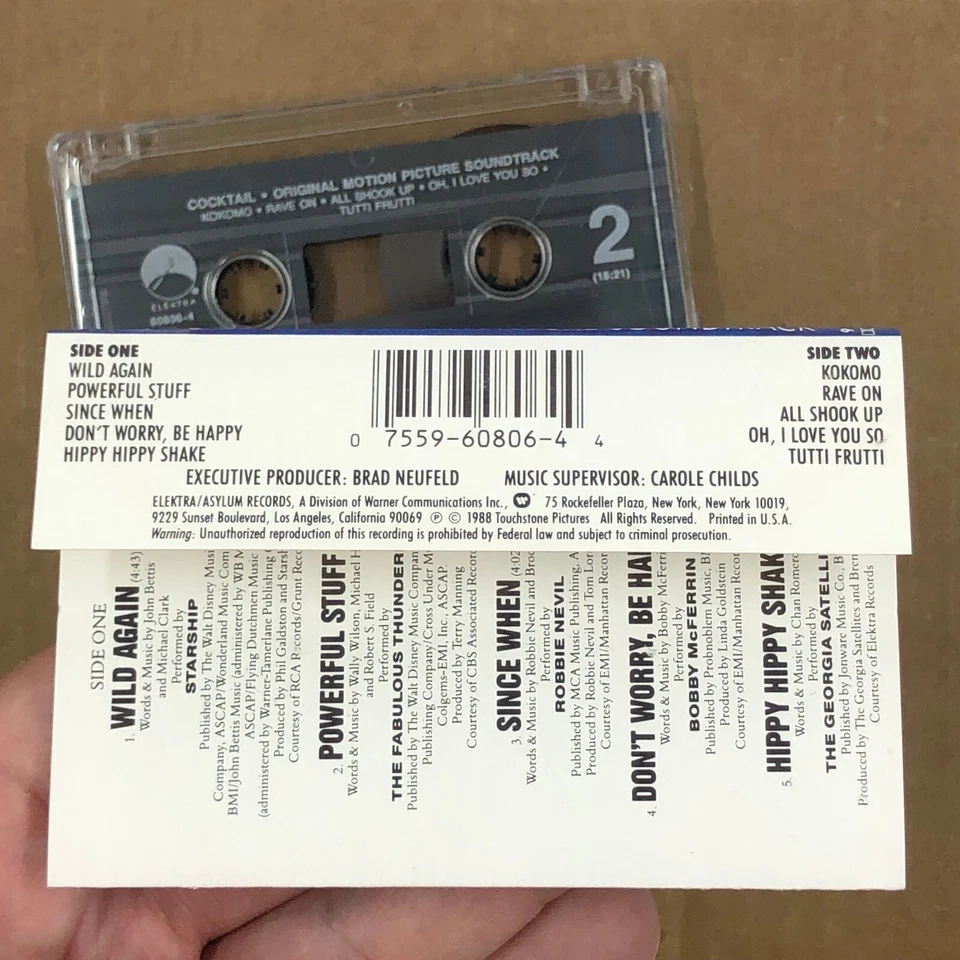 COCKTAIL Cassette Tape ORIGINAL SOUNDTRACK 80s BEACH BOYS KOKOMO - Image 4 of 4