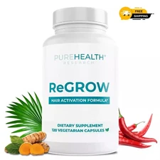 Thicker Hair & Regrowth Support – PureHealth ReGrow – 3 Bottle Vitamin Pack