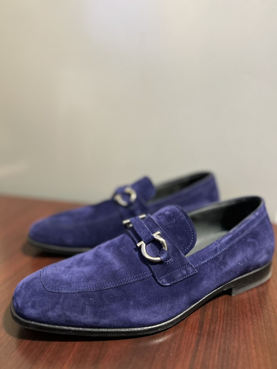 Ferragamo♪SALE♪0780807 Salvatore Ferragamo Blue Suede Felice 1 Loafers 7EEE | eBay