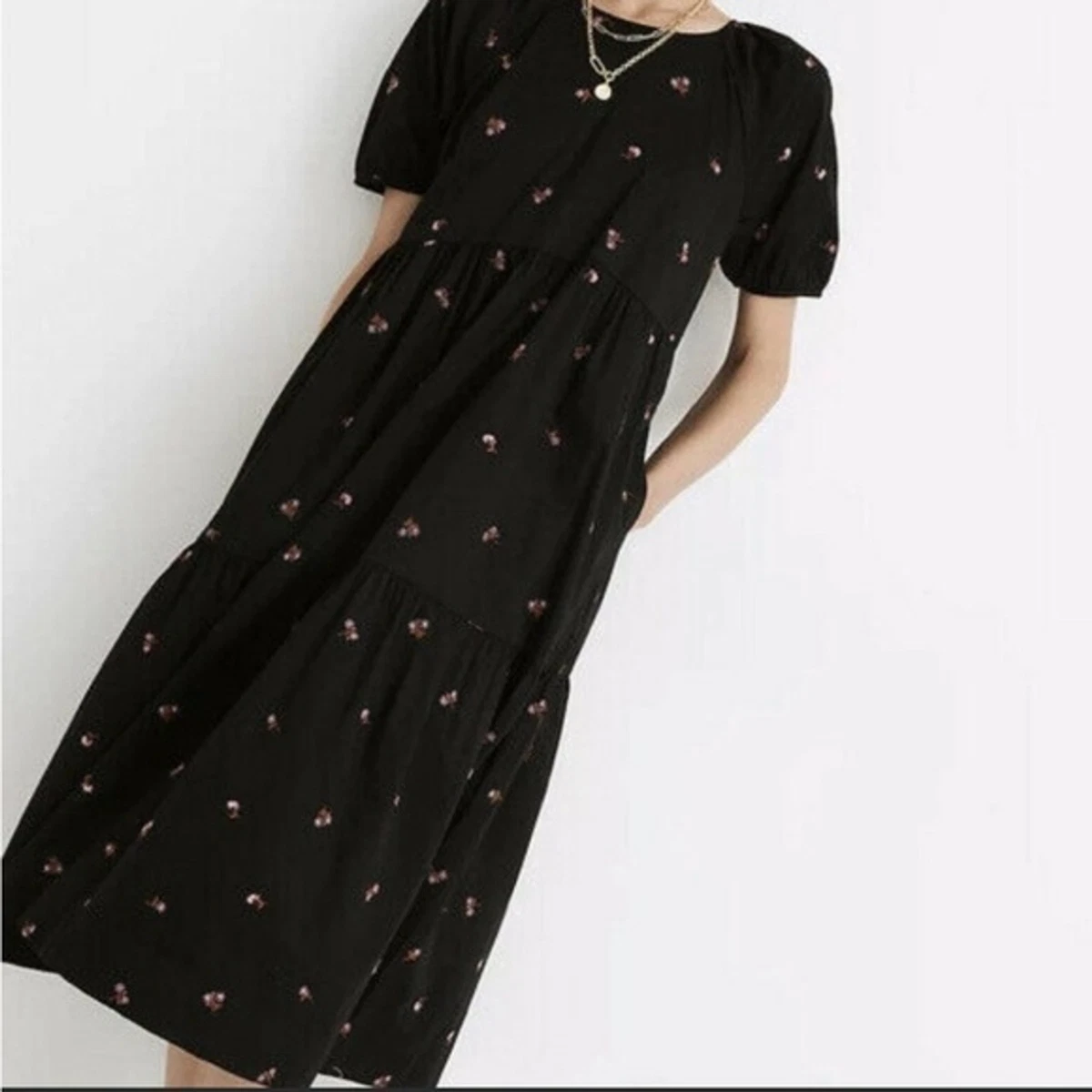 Tiered cotton midi clearance dress