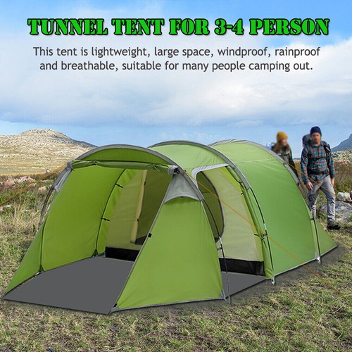 Túnel impermeable tienda de campaña exterior familia senderismo protección solar doble capa - Imagen 3 de 12