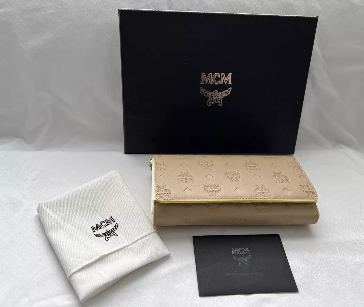 Mcm Klara Monogram Leather Flap Wallet in Black