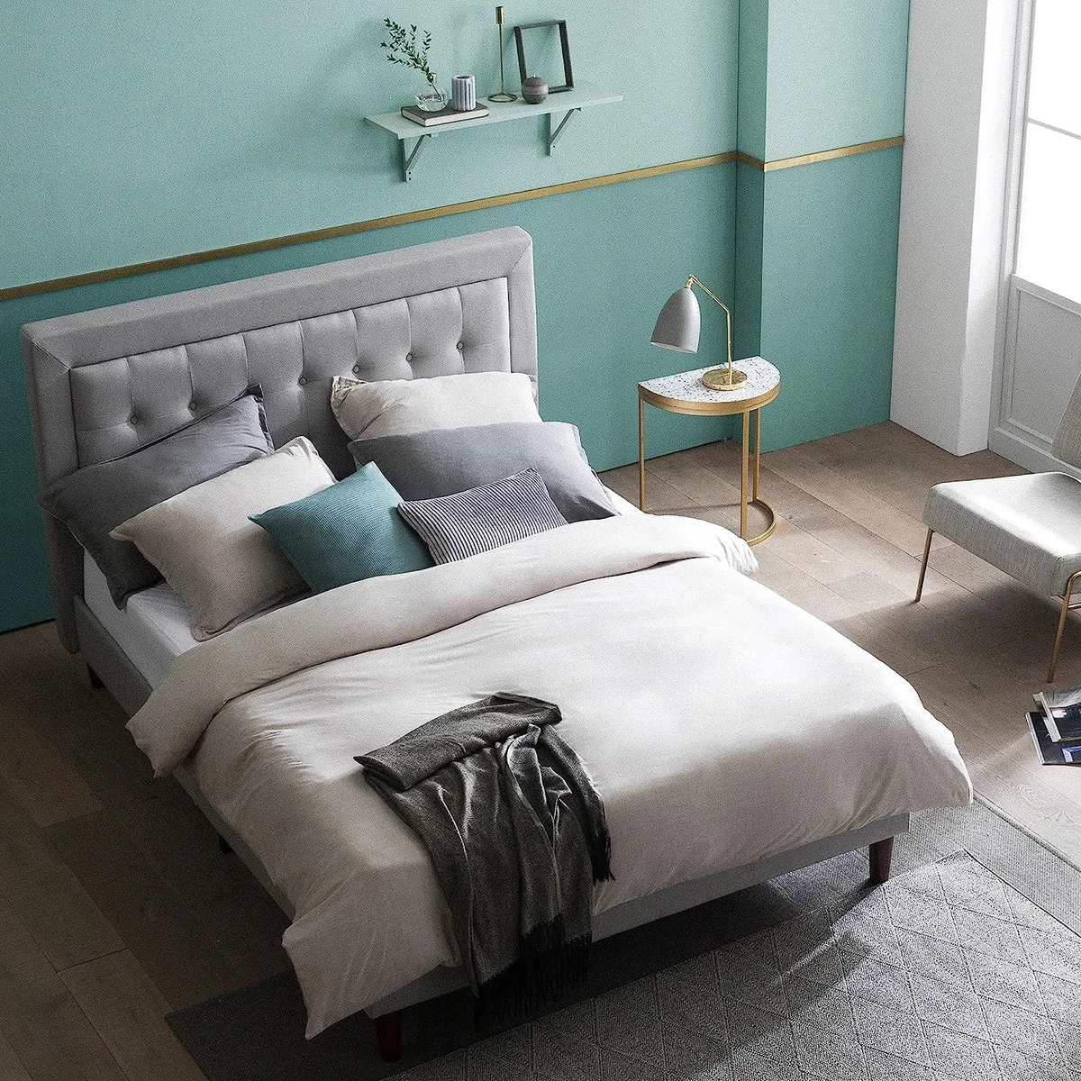 Zinus Dachelle Upholstered Platform Bed Frame Mattress King