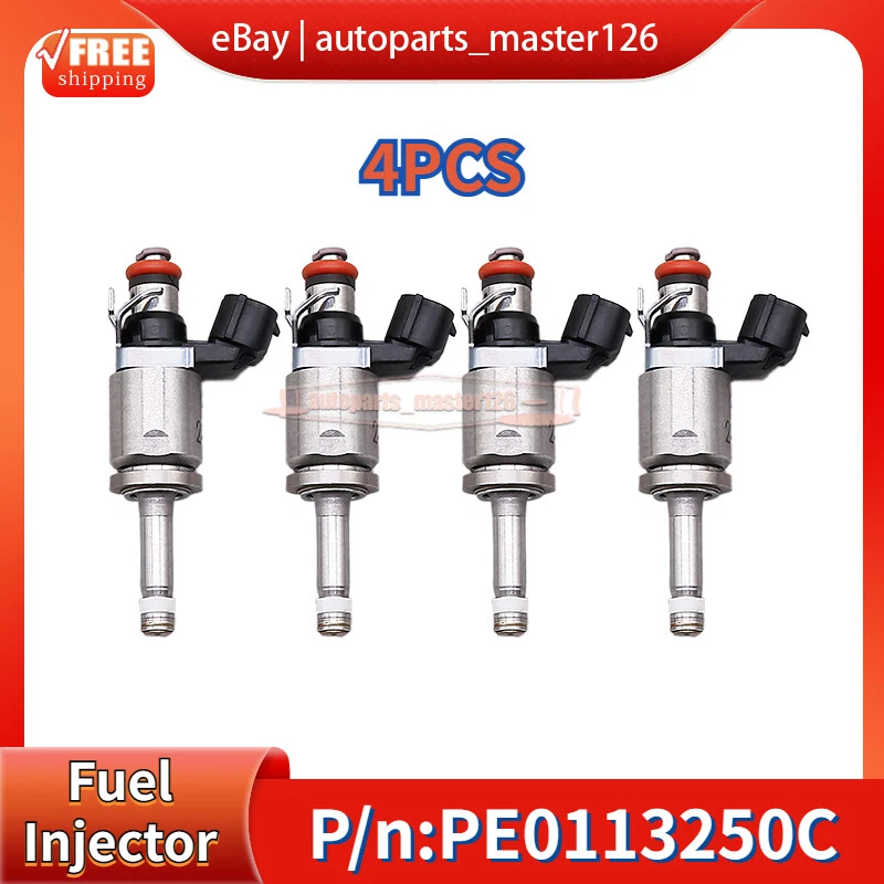 Set of 4 Fuel Injectors PE0113250C For 2013-2015 Mazda CX-3 CX-5 2.0L L4 New - Image 2 of 4