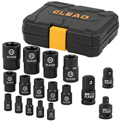 17-Piece Inverted E-Torx Socket Set - Premium Impact Cr-V Steel E4 - E24 Star...