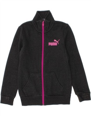 Puma Mädchen Grafik Trainingsanzug Oberteil Jacke 7-8 Jahre Grau Baumwolle JN15
