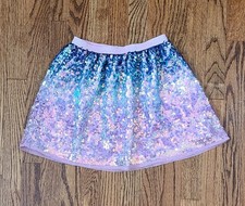 H  M Sparkly Sequin Skirt With Glitter Waist Girls Size 6-7 Y Youth Kids Ombre