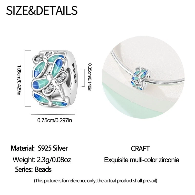 KUNSIR 925 Sterling Silver Bead Spacers Clip Lock Stopper Charm For Bracelet DIY - Image 3 of 4